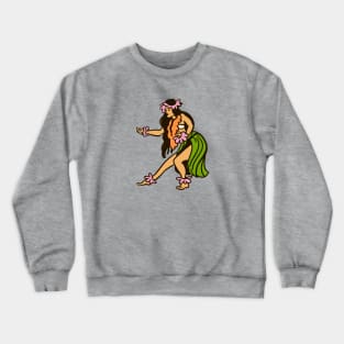 Retro Hawaiian Hula Girl Illustration Crewneck Sweatshirt